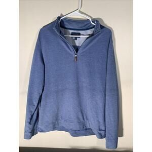 Fairlane Performance Pique Men's Large Blue Long Sleeve Golf Shirt 1/4 Zip